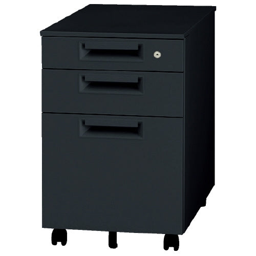 PLUS（プラス）オフィス家具 キャビネット3段 JS-046SC-B3 ブラック　