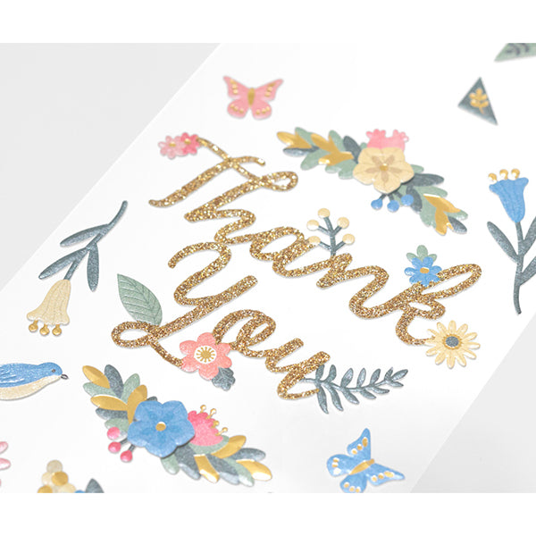 82515006 OSPCMタイトルシール ありがとう花柄 デザインフィル 4902805825153（5セット）