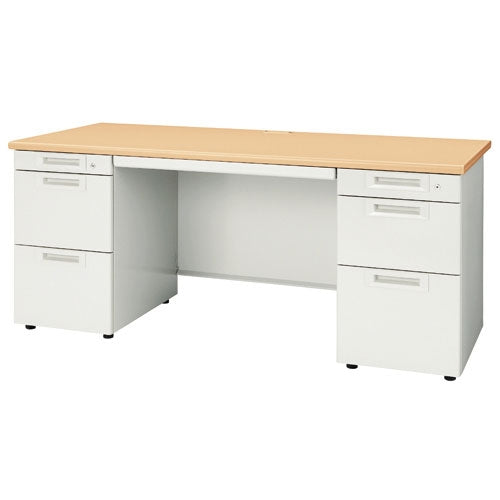 PLUS（プラス）オフィス家具 両袖机 RJ-167D-33 WM/W4 ホワイトメープル　