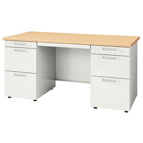 PLUS（プラス）オフィス家具 両袖机 RJ-147D-33 WM/W4 ホワイトメープル　