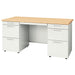 PLUS（プラス）オフィス家具 両袖机 RJ-147D-33 WM/W4 ホワイトメープル　