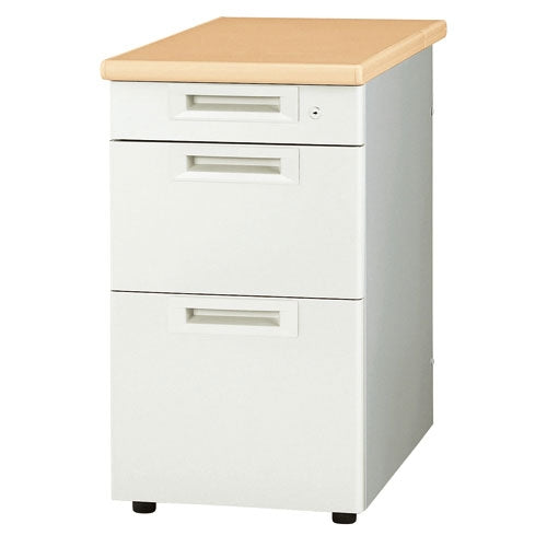 PLUS（プラス）オフィス家具 脇机3段 RJ-047D-D3 ホワイトメープル引出D　