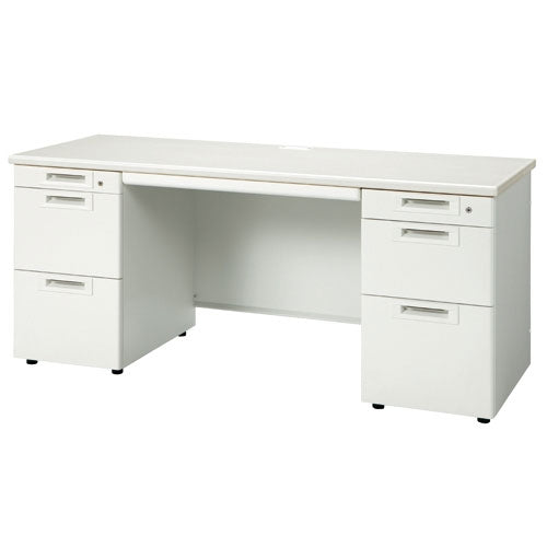 PLUS（プラス）オフィス家具 両袖机 RJ-166D-33 WS/W4 ホワイト　