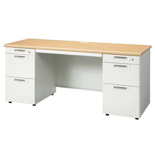 PLUS（プラス）オフィス家具 両袖机 RJ-166D-33 WM/W4 ホワイトメープル　