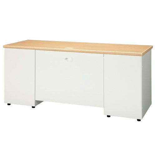 PLUS（プラス）オフィス家具 両袖机 RJ-166D-33 WM/W4 ホワイトメープル　