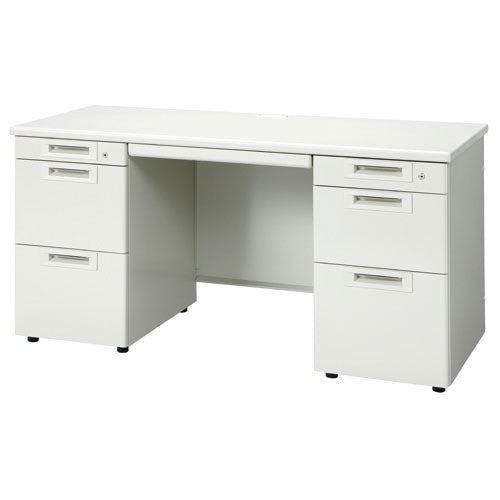 PLUS（プラス）オフィス家具 両袖机 RJ-146D-33 WS/W4 ホワイト　