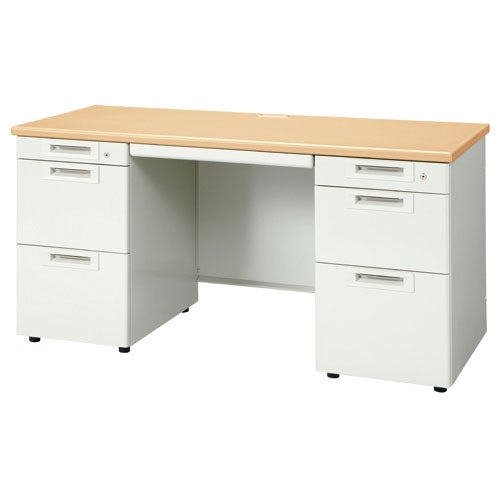 PLUS（プラス）オフィス家具 両袖机 RJ-146D-33 WM/W4 ホワイトメープル　