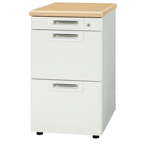 PLUS（プラス）オフィス家具 脇机3段 RJ-046A-A3 ホワイトメープル引出A　