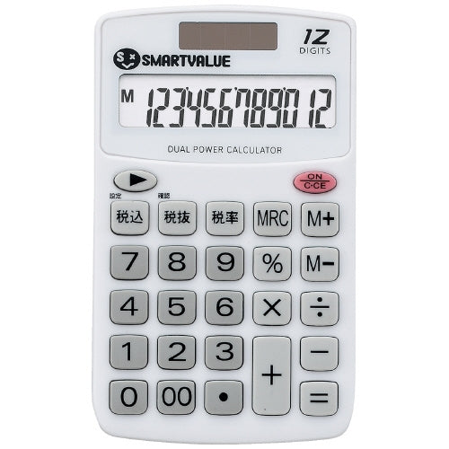 スマートバリュー ハンディ電卓 ホワイト K073J 4547345036401