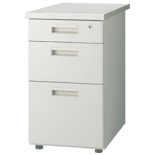 PLUS（プラス）オフィス家具 脇机3段 GT-473WTR ホワイトグレー　