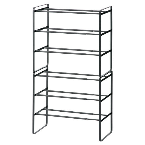 PLUS（プラス）オフィス家具 伸縮シューズラック 07556 3段 ブラック　4903208075565