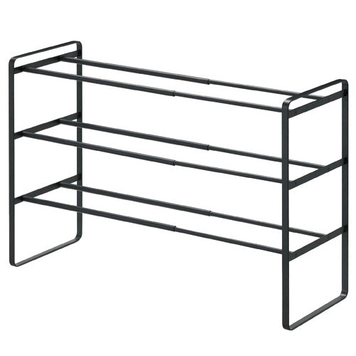 PLUS（プラス）オフィス家具 伸縮シューズラック 07556 3段 ブラック　4903208075565