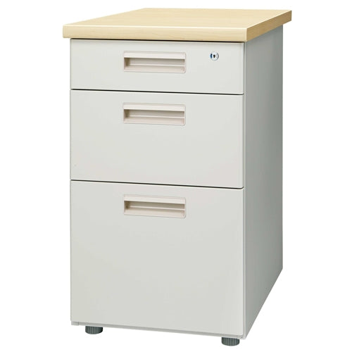 PLUS（プラス）オフィス家具 脇机3段 GT-473WTR ナチュラル　