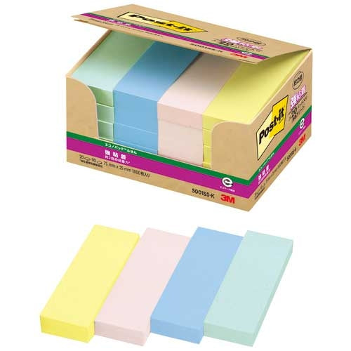3M Japan Post-it Econo Strong Adhesive 5001SS-K Pastel Mixed Color 4549395032402