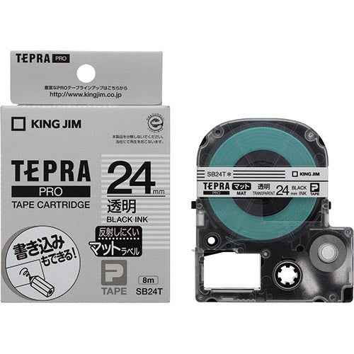 King Jim Tepra PRO Tape Matte Transparent with Black Letters SB24T 4971660770144