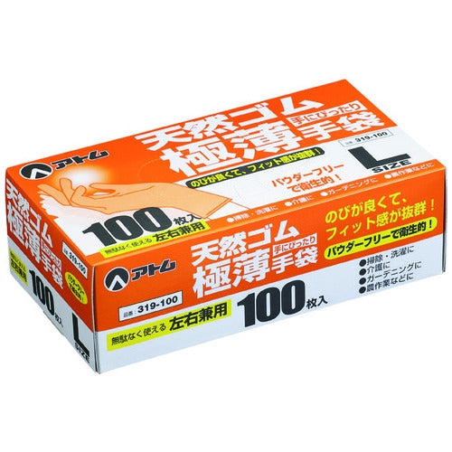 アトム 極薄手袋パウダーフリーL乳白 100枚 4970181177487