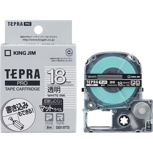 キングジム テプラPROテープマット透明に白文字SB18TS 4971660770175