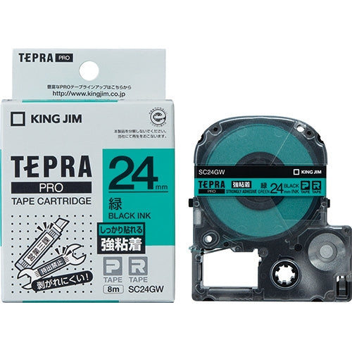 キングジム テプラPROテープ強粘着SC24GW 緑/黒字 24mm 4971660765133