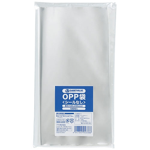 スマートバリュー OPP袋（シールなし）長3 100枚 B625J-N3 4547345043386