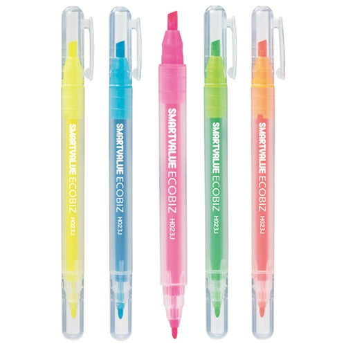Smart Value Fluorescent Twin Marker 5 kleuren, 10 stuks H023J-MIX-10 4547345046264