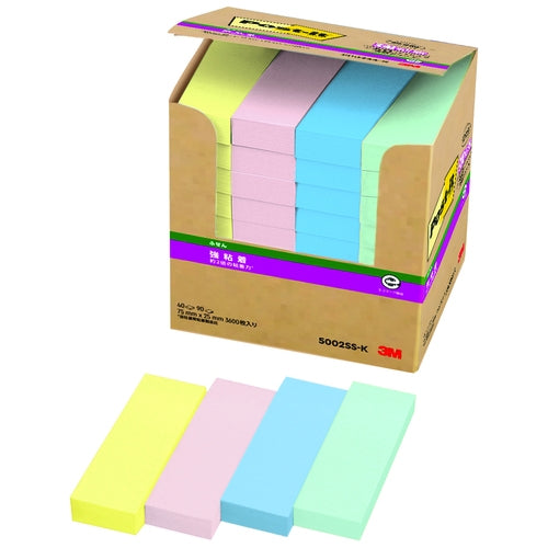 スリーエムジャパン Post-it強粘着75mm×25mm  4色混色5002SS-K 4549395225231