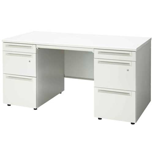 PLUS（プラス）オフィス家具 両袖机 UJ-147D-33 WS/W4 W1400　