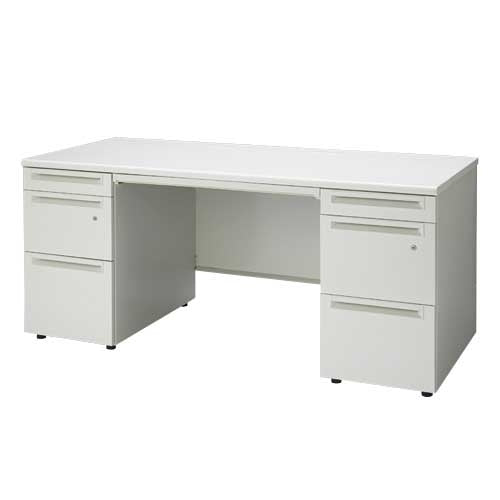 PLUS（プラス）オフィス家具 両袖机 UJ-167D-33 WS/W4 W1600　