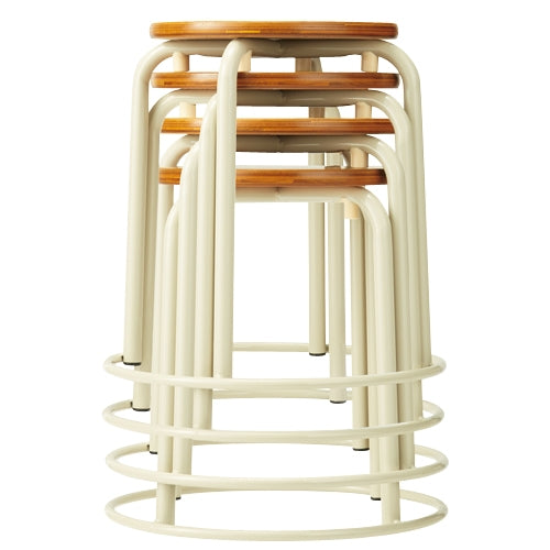 PLUS（プラス）オフィス家具 丸スツール PS-710-I 木目 SH420 リング付　