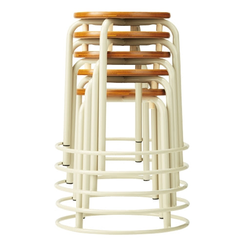 PLUS（プラス）オフィス家具 丸スツール PS-710-I 木目 SH420 リング付　