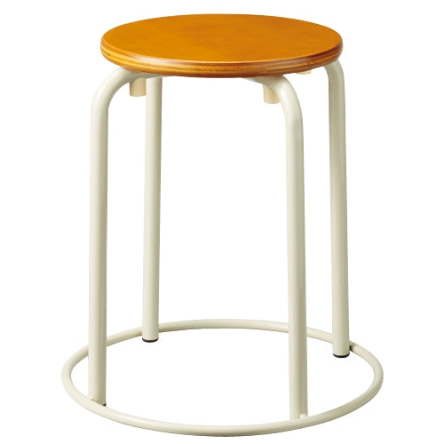 PLUS（プラス）オフィス家具 丸スツール PS-710-I 木目 SH460 リング付　