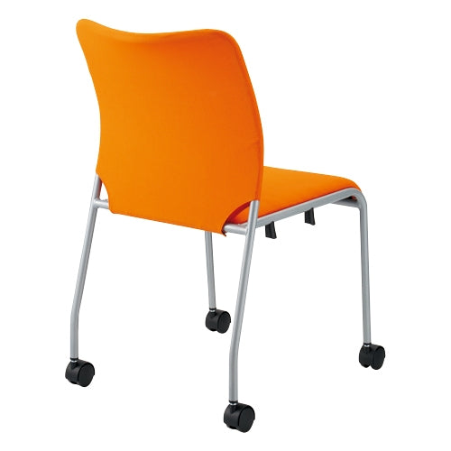 PLUS（プラス）オフィス家具 会議イス GK-30R オレンジ 肘無キャスタ脚　