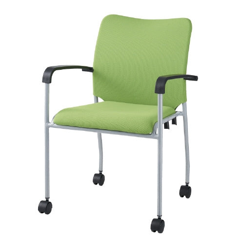 PLUS（プラス）オフィス家具 会議イス GK-A30R グリーン 肘付キャスタ脚　