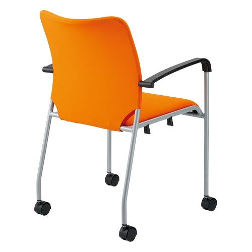 PLUS（プラス）オフィス家具 会議イス GK-A30R オレンジ 肘付キャスタ脚　