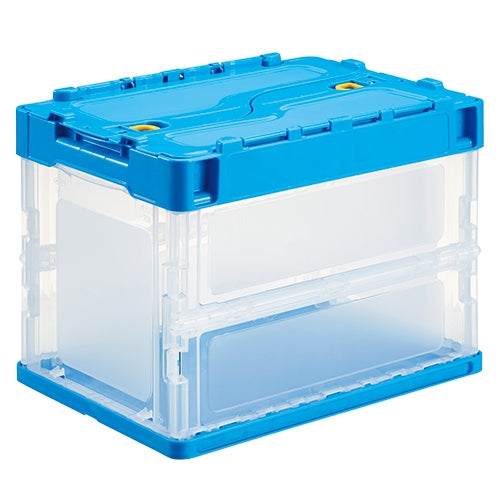 PLUS（プラス）オフィス家具 オリコン ペタンコ C-20B 蓋付 透明ブルー　4983049492806