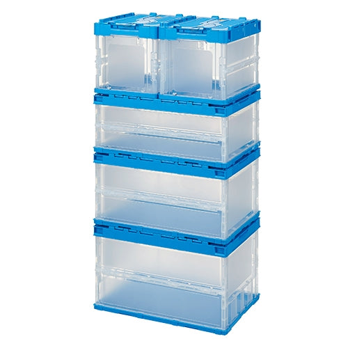 PLUS（プラス）オフィス家具 オリコン ペタンコ C-20B 蓋付 透明ブルー　4983049492806