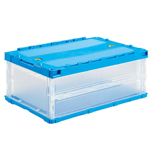 PLUS（プラス）オフィス家具 オリコン ペタンコ C-30B 蓋付 透明ブルー　4983049490338