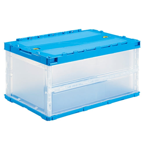 PLUS（プラス）オフィス家具 オリコン ペタンコ C-40B 蓋付 透明ブルー　4983049490482