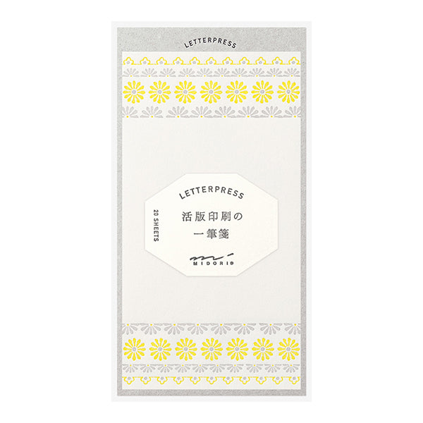 89482006 OS 一筆箋 活版 花ライン 黄 デザインフィル 4902805894821（5セット）