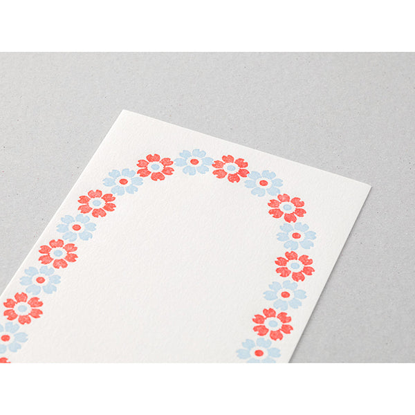 89483006 OS 一筆箋 活版 花フレーム 水色 デザインフィル 4902805894838（5セット）