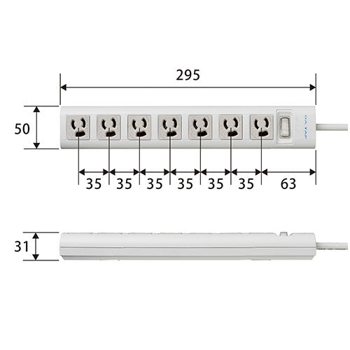 エレコム OAタップT-Y3A-3750WH 3P/7個口5m 4953103456679
