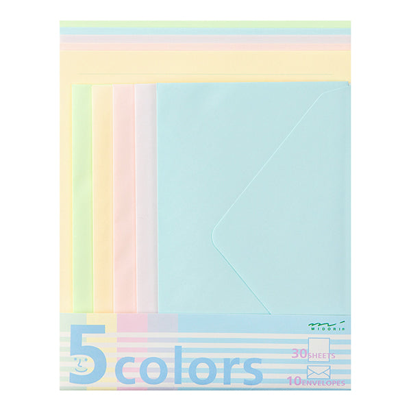 カラーレターセット 5色 便箋30枚+封筒10枚 91800-589 デザインフィル 4902805114271（10セット）