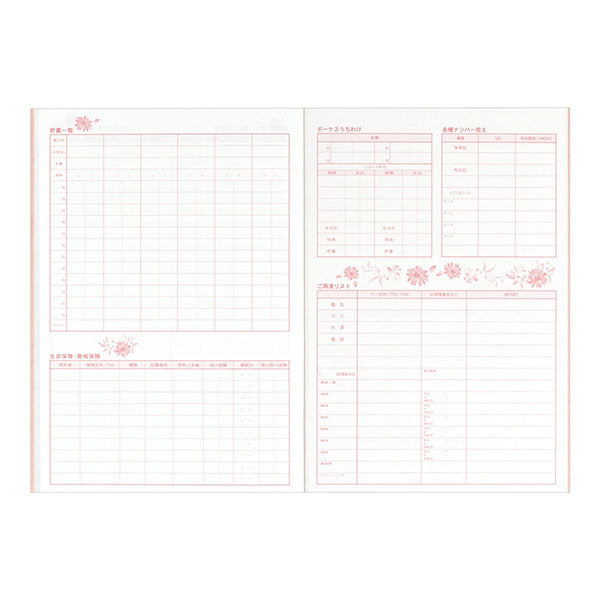 FL 家計簿 A5 花柄(1冊) ミドリ 91801556　4902805914864（3セット）