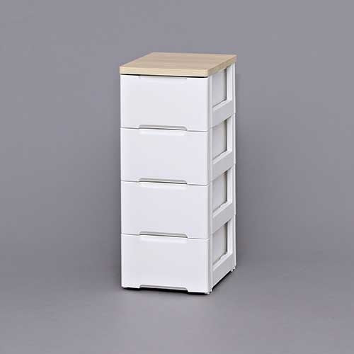 PLUS（プラス）オフィス家具 ウッドトップチェスト 4段 HG-324 ホワイト　