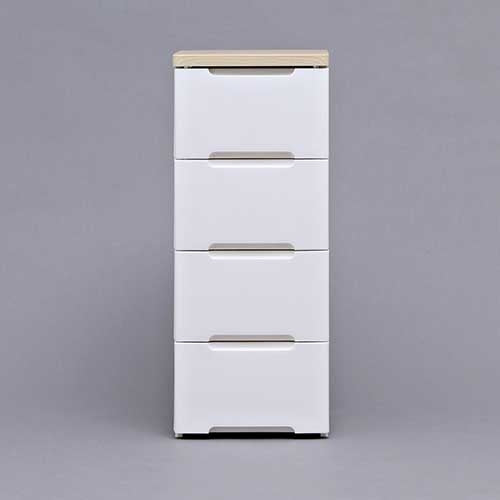 PLUS（プラス）オフィス家具 ウッドトップチェスト 4段 HG-324 ホワイト　