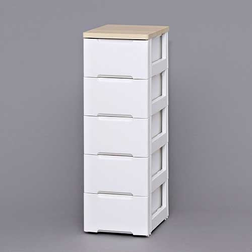 PLUS（プラス）オフィス家具 ウッドトップチェスト 5段 HG-325 ホワイト　