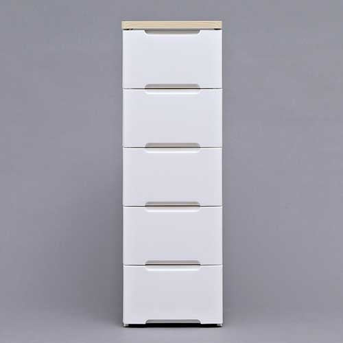 PLUS（プラス）オフィス家具 ウッドトップチェスト 5段 HG-325 ホワイト　