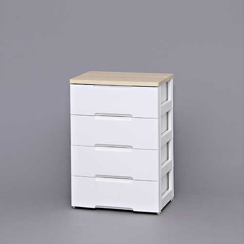 PLUS（プラス）オフィス家具 ウッドトップチェスト 4段 HG-554 ホワイト　