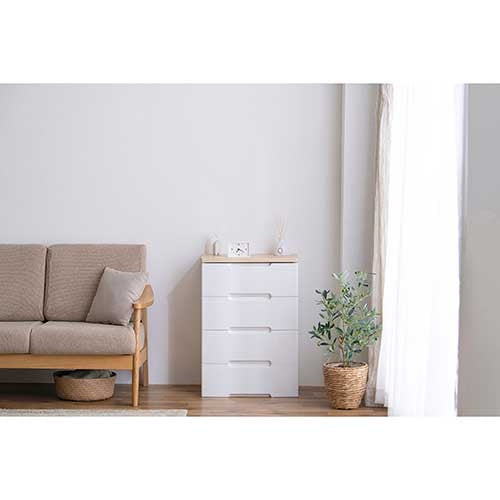 PLUS（プラス）オフィス家具 ウッドトップチェスト 4段 HG-554 ホワイト　