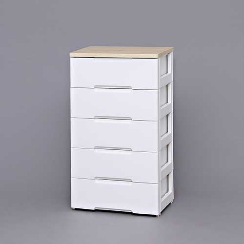PLUS（プラス）オフィス家具 ウッドトップチェスト 5段 HG-555 ホワイト　