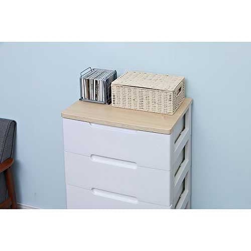 PLUS（プラス）オフィス家具 ウッドトップチェスト 5段 HG-555 ホワイト　